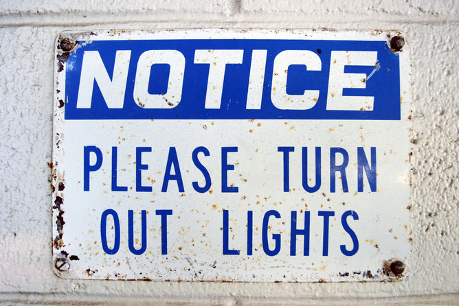 turn out lights sign